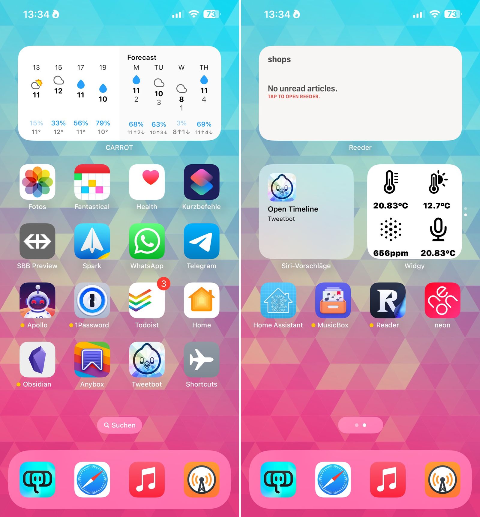 Screenshot of the iPhone 13 Pro Max Homescreens